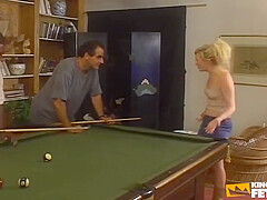 Black Man Fucks Mouth And Pussy Of A White Girl After Her Lover Loses A Pool Game